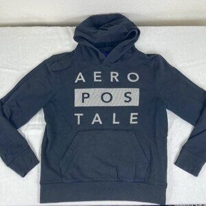 Aeropostale Hoodie L Black Logo Pullover Womens Large or Mens Small